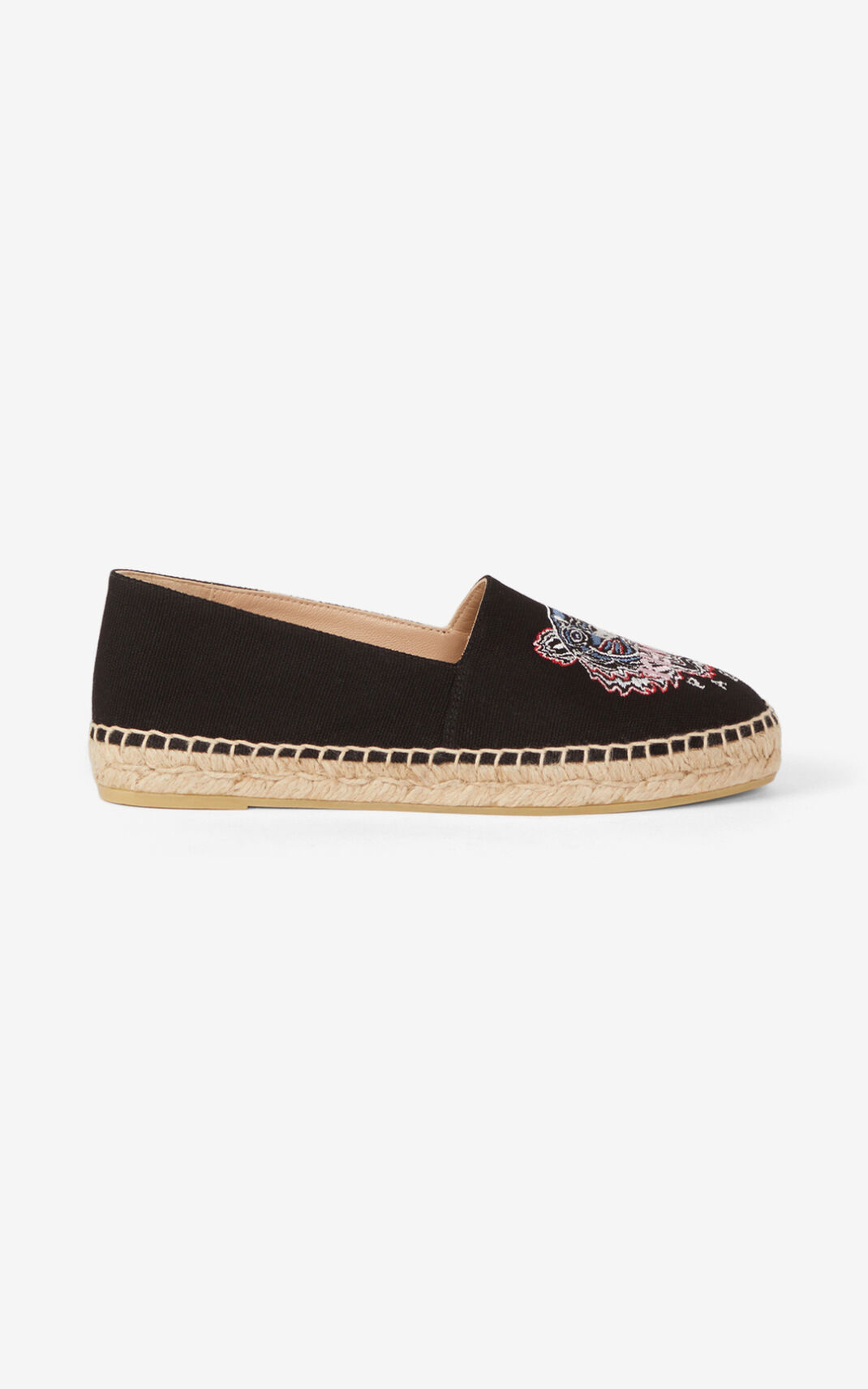 Kenzo Tiger Lærred Espadrilles Dame - Sort DK-387460